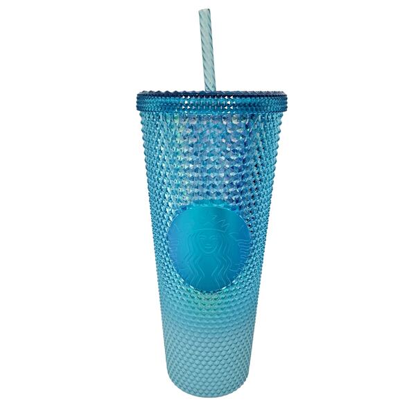 Starbucks 2023 Gradient Blue Studded Bling Ombré Venti 24oz Cold Cup Tumbler - Picture 1 of 6